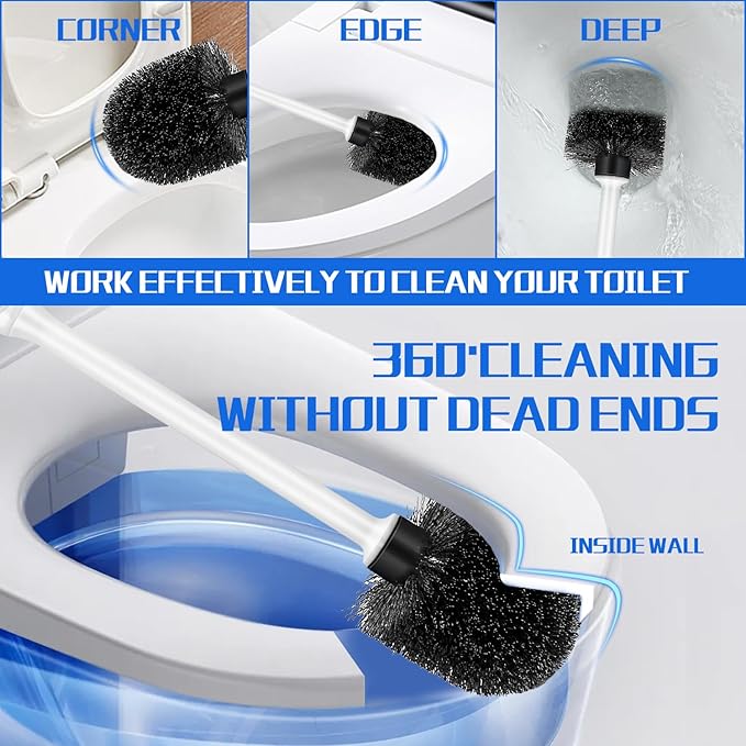 Toilet Brush and Holder Set, 2 Pack Long Handle Non-Slip Grip Toilet Bowl Brush​ - Image 2