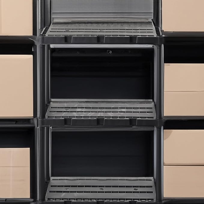 Gracious Living 2 Pack Light Duty Storage Shelves, Knect-A-Shelf 4-Shelf Ventilated Shelving Rack Organizer for Home, Garage, Basement & Laundry, Black - Image 5