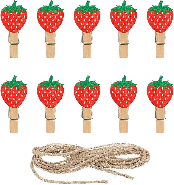 JarThenaAMCS 50 Pcs Strawberry Wooden Clip by JarThenaAMCS