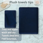 Blue Towels Set for Bathroom, Luxury 3 Piece Gift set, 100% Cotton | Quick Dry - Image 4