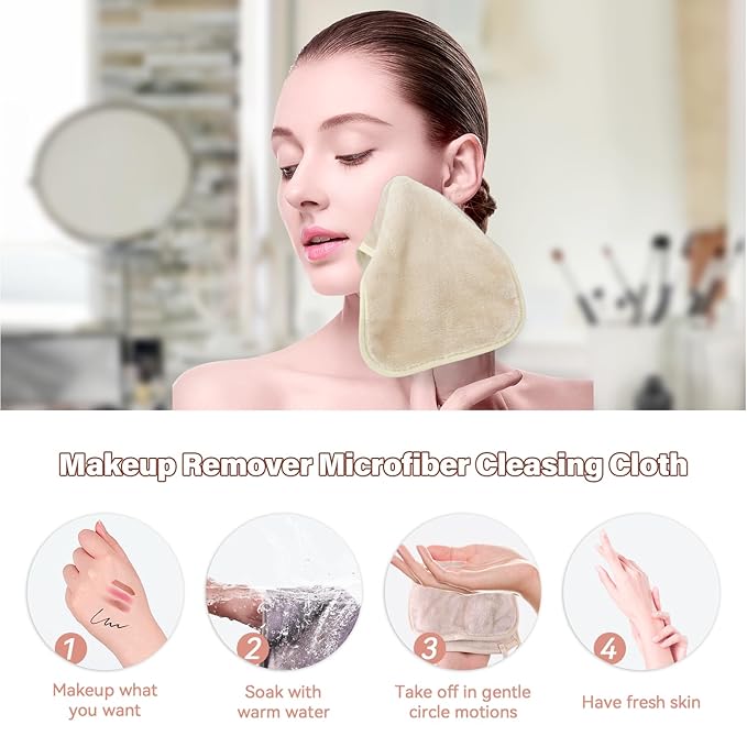 Nugilla Makeup Remover Cloths, 8 Packs Makeup Remover Towels Reusable Face Wash - Image 6