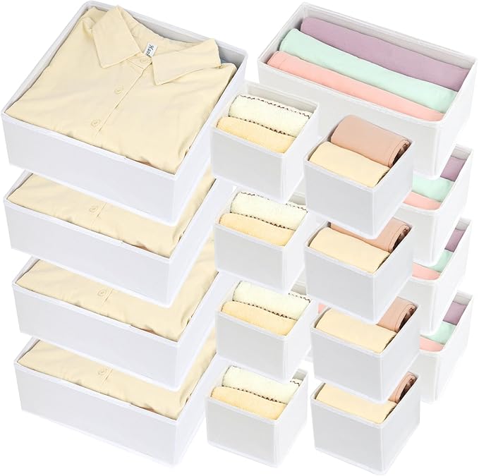 16 Pack Drawer Organizer Clothes, Foldable Fabric Dresser Organizer Closet - Image 6