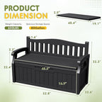 Greesum 80 Gallon Outdoor Storage Bench Deck Box with Cushion & Armrest, Lockable, Waterproof UV Resistant, Comfortable Seating for Patio, Pool, Garden, Black - Image 3