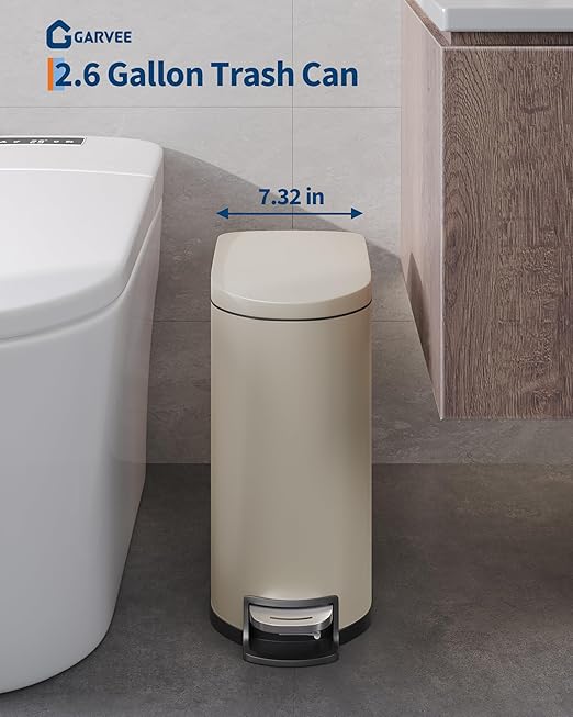 Garvee 2.6 gal / 10 L Metal Bathroom Trash Can - Image 2