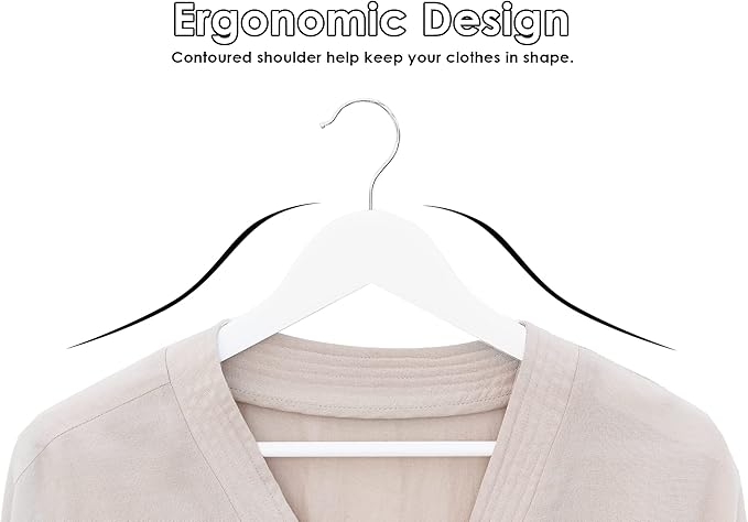 StorageWorks White Wooden Hangers 20 Pack, Heavy Duty Wood Hangers - Image 4