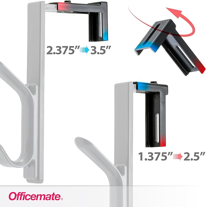 Officemate Double Coat Hooks for Cubicle Panels, Adjustable 1.25-3.5 Inch - Image 3