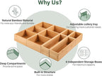 Kootek 6 Pcs Bamboo Drawer Organizer Utensil Tray Kitchen Storage Box 3-Size - Image 4