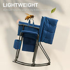 EVER ADVANCED Lightweight Folding Rocking Camping Chair, Padded Portable Rocker Chair for Patio, Lawn and Outdoors, Heavy Duty Hard Armchair for Adults, Blue - Image 3