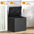 ROJIK Outdoor Storage Housing Deck Box - Waterproof Patio Furniture, Garden Tools, Cushions, Pool Accessories Storage Bench with Lockable Lid and Side Handles (Black 38 Gal) - Image 6