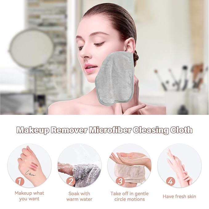 Nugilla Makeup Remover Cloths, 8 Packs Makeup Remover Towels Reusable Face Wash - Image 6