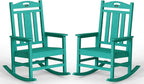Ciokea Oversized Outdoor Rocking Chairs Set of 2, 380lbs Heavy-Duty Large Patio Rocker, High Back Cozy Porch Chairs, Weather Resistant Patio Rocking Chairs for Outside, Fire Pit, Deck, Aruba Blue by CIOKEA
