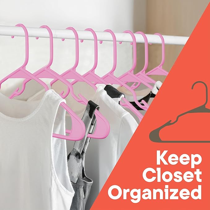 Pink Plastic Hangers 180 Pack– Heavy-Duty Plastic Hangers Slim and Space-Saving - Image 3