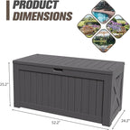 JUMMICO 120 Gallon Resin Deck Box, Large Outdoor Storage Box Waterproof & Lockable for Garden, Patio, Pools (Gray) - Image 7