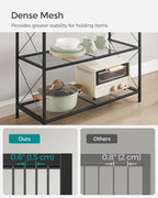 SONGMICS 4-Tier Metal Storage Rack, Shelving Unit with X Side Frames, Dense Mesh, 12.6 x 31.5 x 44.3 Inches, for Entryway, Kitchen, Living Room, Bathroom, Industrial Style, Ink Black UBSC184B01 - Image 5