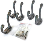 Ambipolar 5 Pack Decorative Cast Iron Heavy Duty Double Hooks, Wall Mounted - Image 2