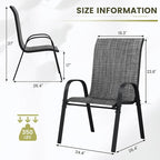 UDPATIO Patio Chairs Set of 8, Stackable Outdoor Dining Chairs with High Back, Breathable Textilene Fabric Outdoor Chair All Weather, 350LBS Capacity for Garden, Backyard (Dark Grey) - Image 3