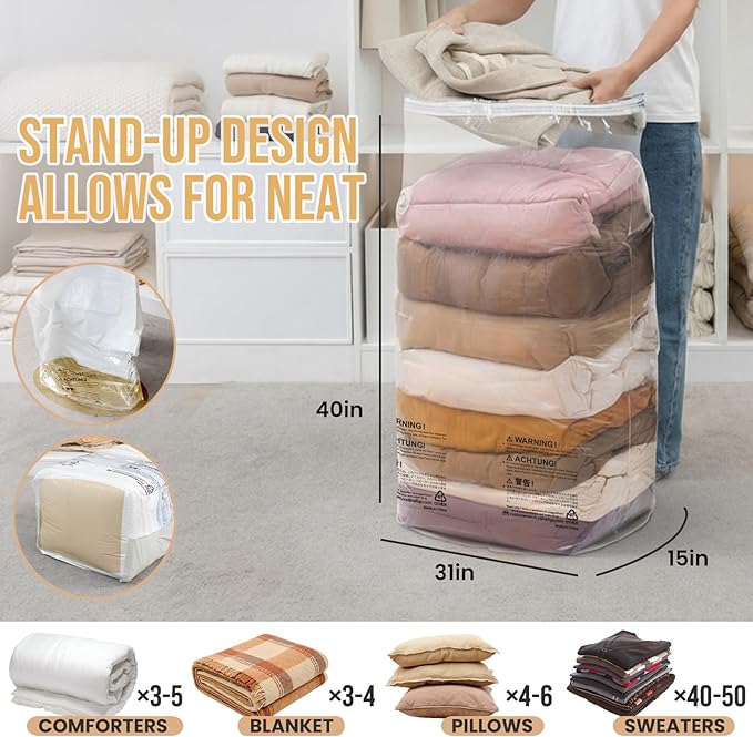 TAILI 12 Pack Vacuum Storage Bags, Jumbo Cube Space Saver, XL Large Vacuum - Image 2