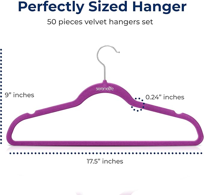 SereneLife 50 Pack Velvet Hangers - Image 2
