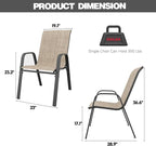 Patio Chairs Set of 4, Stackable Outdoor Dining Chairs for All Weather Textilene Fabric & Metal Frame, Outdoor Chairs Set for Backyard Deck Garden (Brown, Set of 4) - Image 7