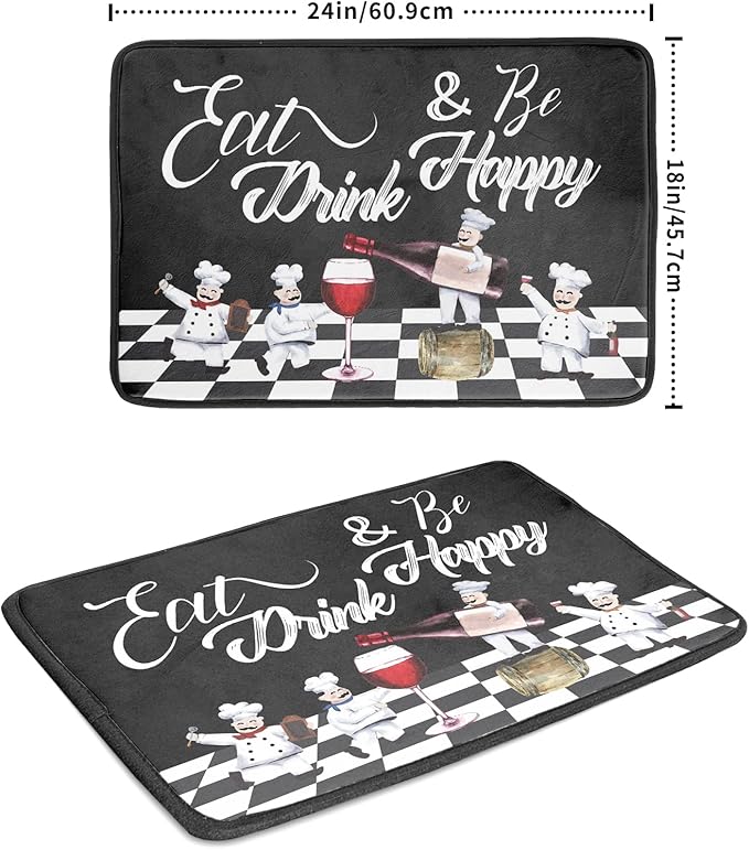 Giwawa Bistro Fat Chef Dish Drying Mat 18x24 Anti Fatigue Wine Plump Italian - Image 2