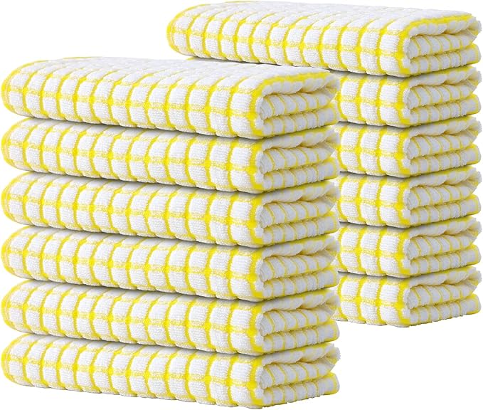 Kitinjoy Cotton 12 Pack Terry Kitchen Towels, 16 x 25 Inches Super Soft and by Kitinjoy