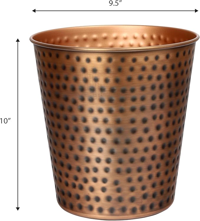 happimess HPM1110B Axel Modern Minimalist Hammered Steel 2-Gallon Wastebasket - Image 3