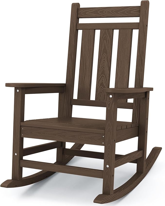 KINGYES Oversized Outdoor Rocking Chair, All-Weather Patio Rocking Chairs for Porch, HDPE Outdoor Patio Rockers with High Back & Wide Seat for Garden, Lawn, Coffee by KINGYES
