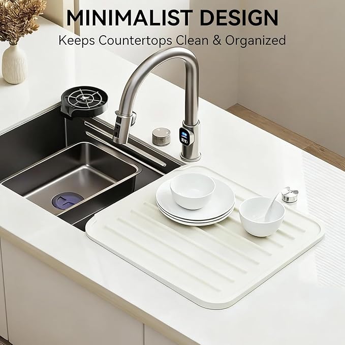 Silicone Dish Drying Mat for Kitchen Counter, Upgraded Extra Thick 1.1” - Image 7