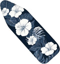 Nuxovilar White Hibiscus & Blue Leaf Ironing Board Cover, 15 * 54inch, Fits by Nuxovilar
