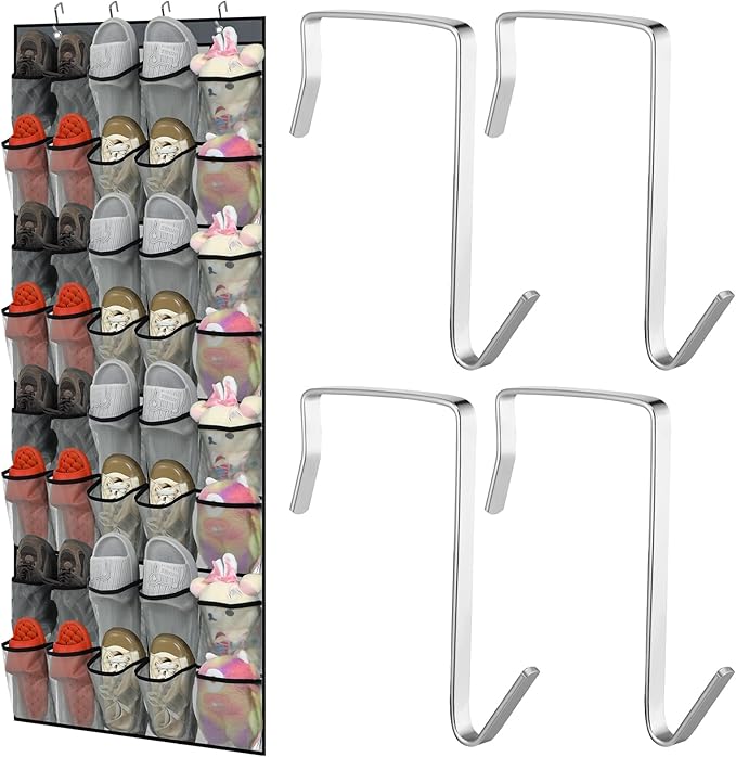 Windyun 40 Over The Door Shoe Organizer, Large Mesh Pocket Hanging Shoe Rack - Image 7