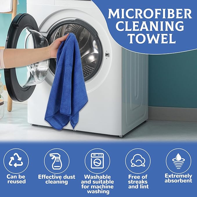 6 Pcs Extra Large Microfiber Cleaning Cloth Reusable Microfiber Towels Thick - Image 4