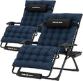 UDPATIO Oversized Zero Gravity Chair Set of 2, 33In XXL Patio Reclining Chair with Cushion, Outdoor Folding Recliner with Pillows|Cup Holder|Foot Rest|Padded Headrest, Navy Blue, Support 500LB by UDPATIO