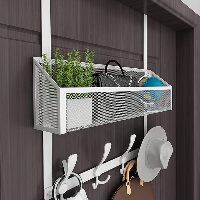 Over The Door Hooks Organizer, Coat Rack Over The Door Storage Hanger Towel Rack - Image 7