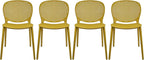 2xhome Set of 4 Patio Dining Chairs | Modern Stackable Outdoor Pool Side Chair | Weather Resistant Plastic for Yard, Porch, Balcony, Kitchen, Yellow by 2xhome