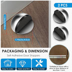 2 Pcs Self Adhesive Door Stoppers, Stainless Steel Floor Door Stop Wall - Image 2