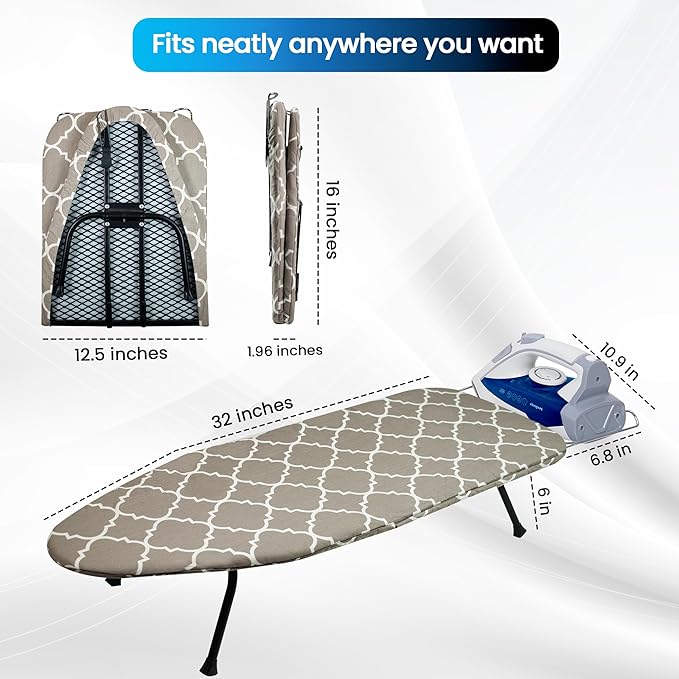 Metal Mesh Panel Tabletop Ironing Board | Foldable Iron Board | Heavy Duty - Image 8