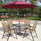 Devoko Patio Folding Chair Deck Sling Chair Camping Garden Pool Beach Using Chairs Space Saving Set of 2 (Beige) - Image 7