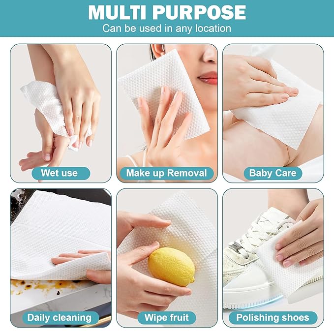 Disposable Face Towel 200 Count, Ultra Soft & Thick Washcloths, Biodegradable - Image 7