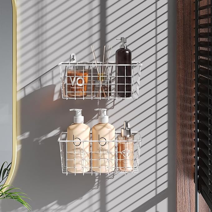 MaraFansie Hanging Kitchen Baskets Wire Storage Basket Adhesive and Screws - Image 6