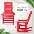 GREENVINES Outdoor Rocking Chairs | Porch Rocker | HDPE Plastic | Red | Oversized Rockers | High Back | Big & Tall | Ladder Back | for Patio Outside Backyard Balcony Garden - Image 3