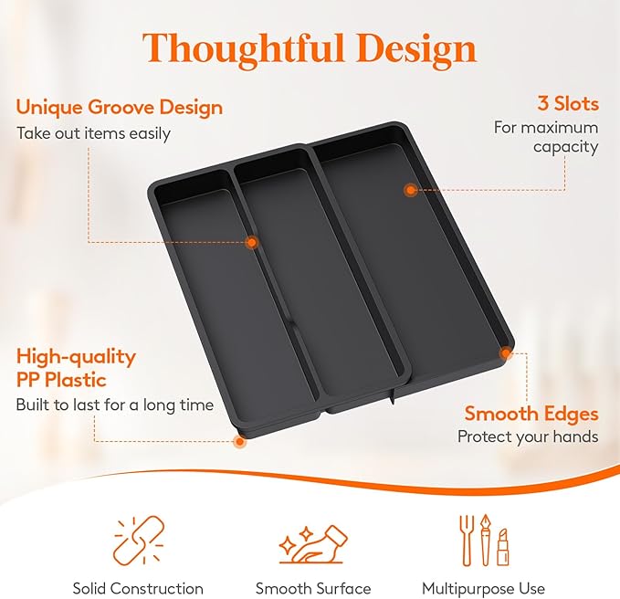 Lifewit Utensil Organizer for Kitchen Drawer, Expandable Cooking Silverware Tray - Image 7