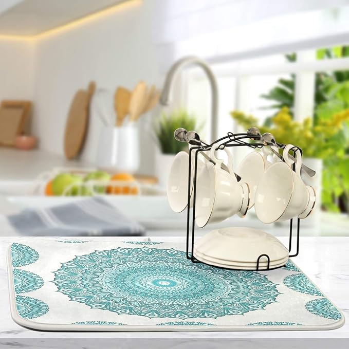 Super Absorbent Dish Drying Mat, Microfiber Fast-Drying Dish Mat, Kitchen Dish - Image 5