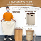 Canvas Laundry Bags with Handles & Square Base13.8"Lx13.8"Wx27.6"H, Large Heavy - Image 2