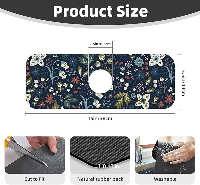 2Pcs Dish Drying Mats Faucet Mats Sets Large Size Coffee Mats Sink Faucet Mat - Image 6
