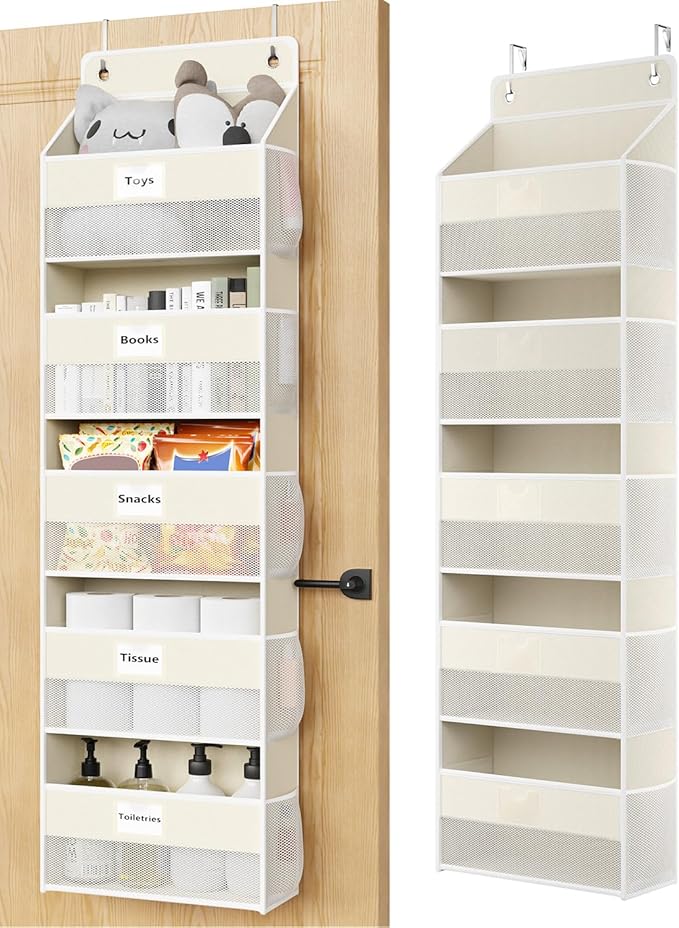 Over The Door Organizer Hanging, 5 Shelf Behind The Doors Storage, Pantry Door by Optish