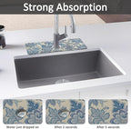 15" X 5.5" Kitchen Sink Splash Guard Faucet Mat Floral Super Absorbent Fast - Image 3