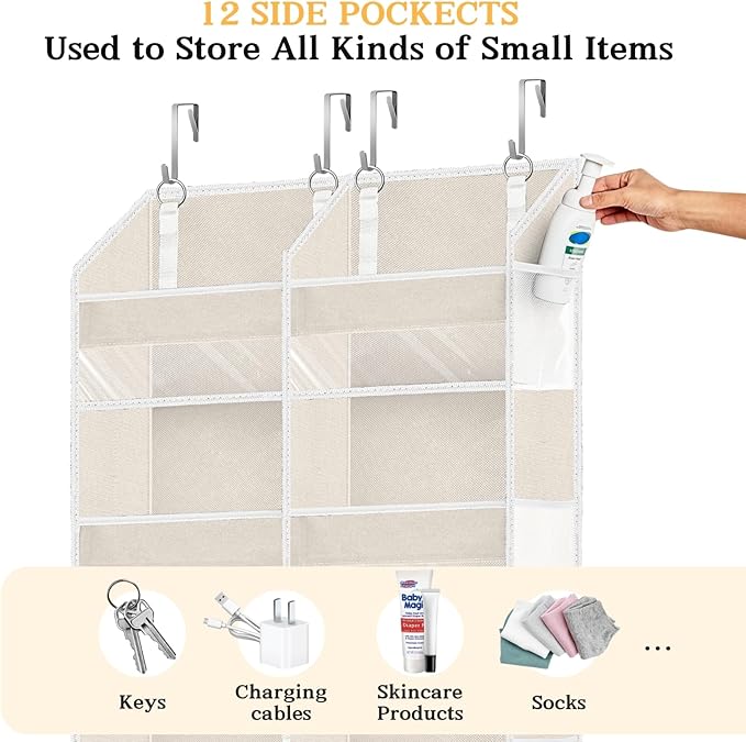 2 Pack Over The Door Organizer 6 Tiers, Extra Large Behind Door Storage of 12 - Image 5