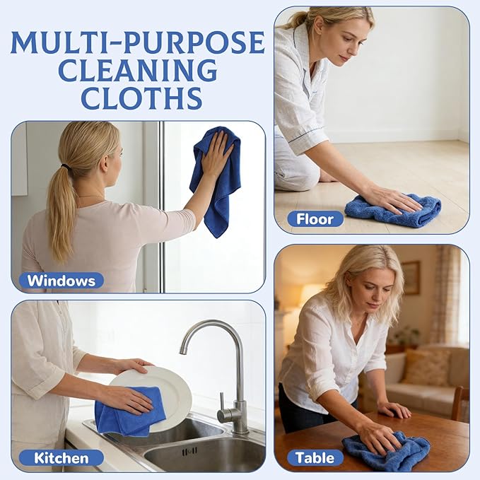 6 Pcs Extra Large Microfiber Cleaning Cloth Reusable Microfiber Towels Thick - Image 7
