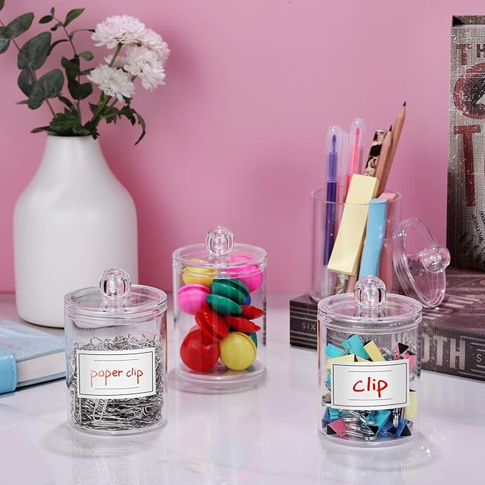 AOZITA 6 Pack Acrylic Qtip Holder Dispenser - Image 7