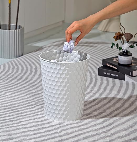 Small Metal Trash Can Wastebasket, Decorative Honeycomb Garbage Can Waste Basket - Image 2
